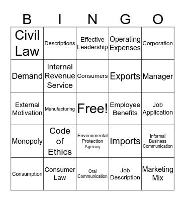 EOPA BINGO!!  Bingo Card