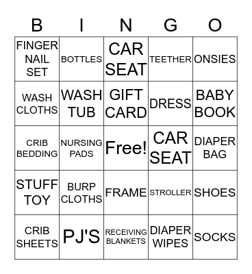 BABY MANN BINGO  Bingo Card