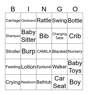 CAMILA Bingo Card