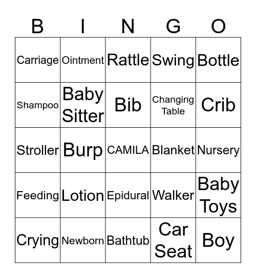 CAMILA Bingo Card