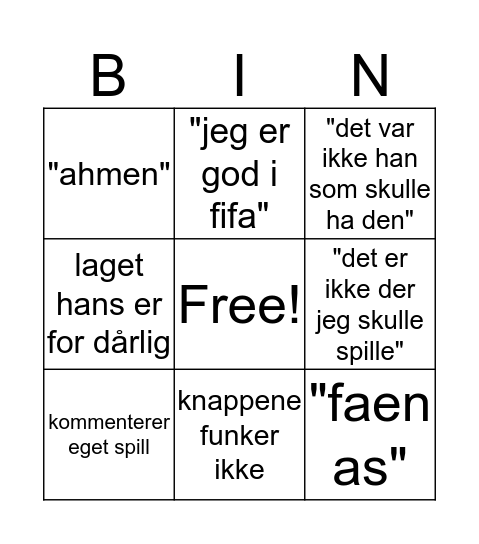 Brennstrøm på Fifa Bingo Card