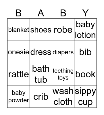 Baby Bingo Card