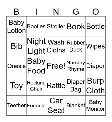 Baby Bingo Card