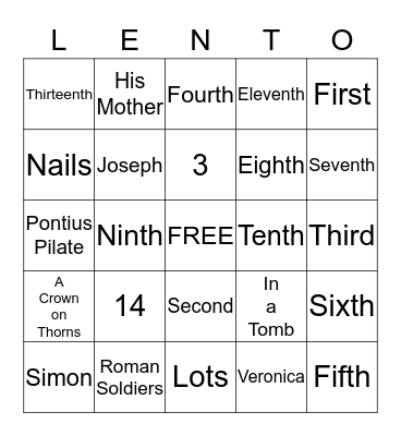Lenten Bingo Card