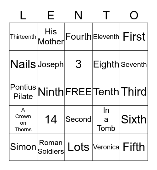 Lenten Bingo Card