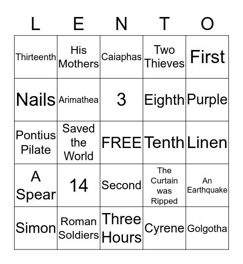 Lenten Bingo Card