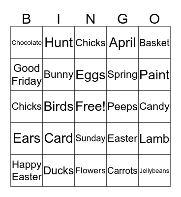 Happy Easter Bingo Card