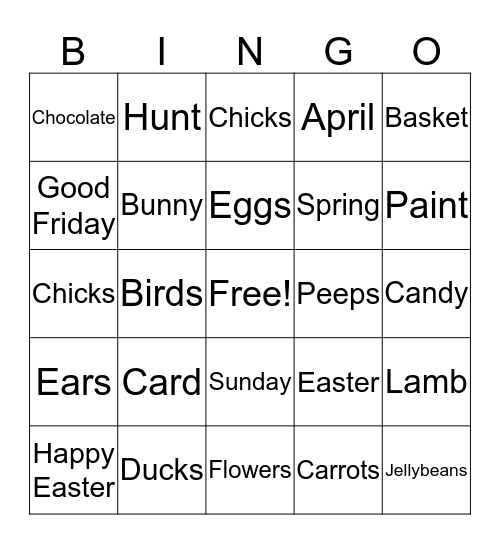 Happy Easter Bingo Card