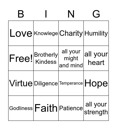 Missionary Bingo Card