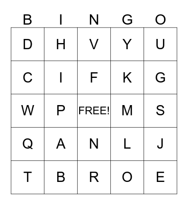 ABC Bingo Card