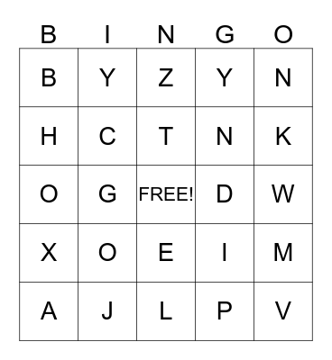 ABC  Bingo Card