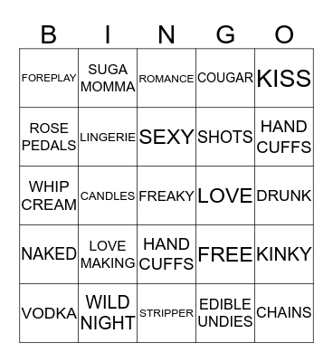NAUGHTY BINGO Card