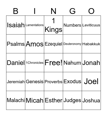 Bible Bingo Card