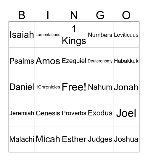 Bible Bingo Card