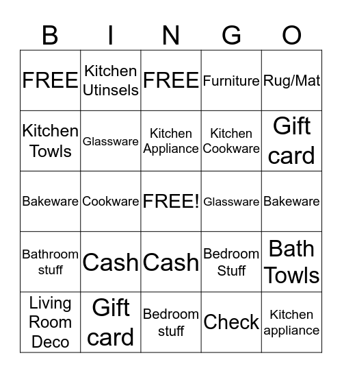 Ashley  Bingo Card