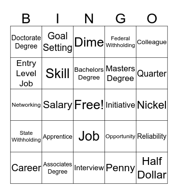 Jobs and Careers Bingo Card