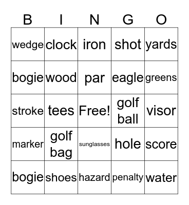 Back Nine Bingo Card