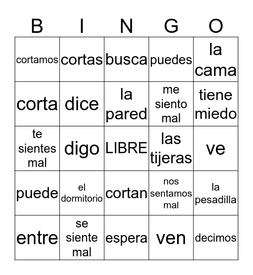 I - capítulo 4 Bingo Card