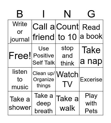 Stress Busters  Bingo Card