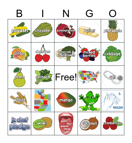 Junior Chef Bingo Card
