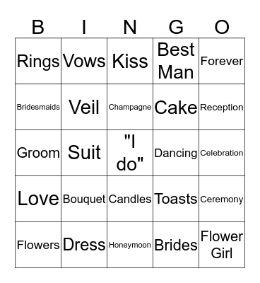 Wedding Bingo Card