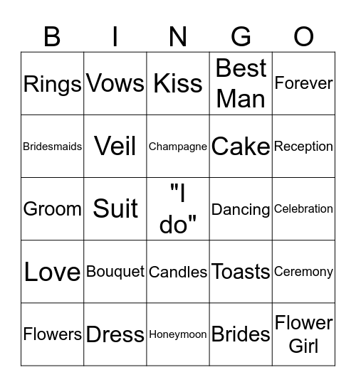 Wedding Bingo Card