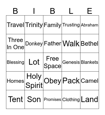 Village Life With God Lesson 1 Bingo Card