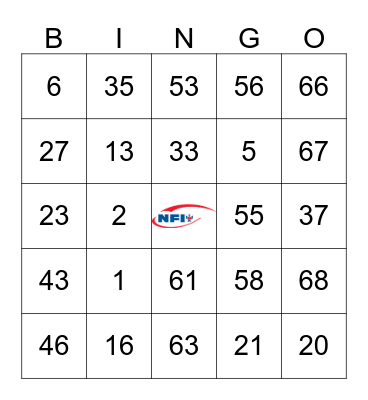 ***NFI SAFETY BINGO *** Bingo Card