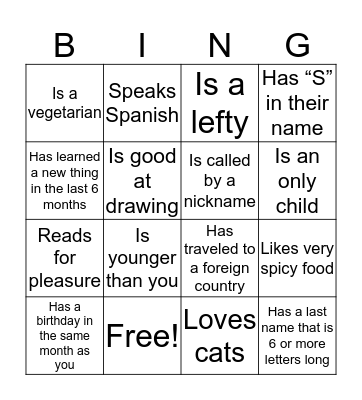 We are all different  Bingo Card