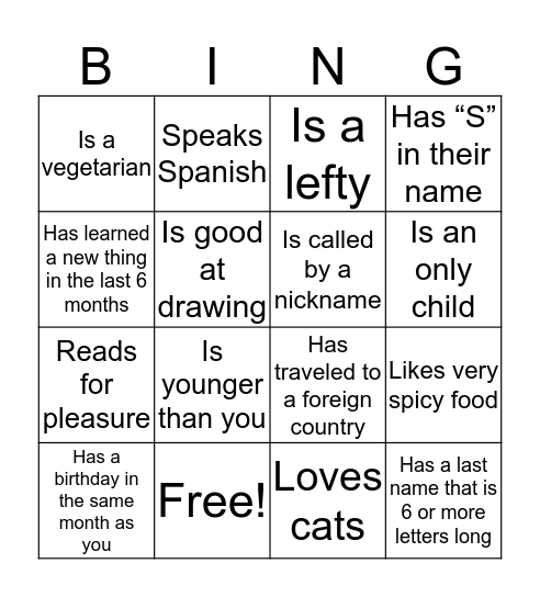 We are all different  Bingo Card