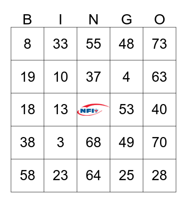 ***NFI SAFETY BINGO*** Bingo Card