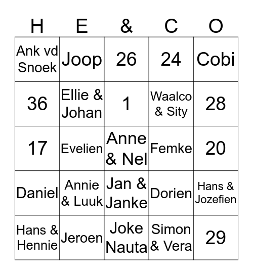 Henk en CoBingo Card
