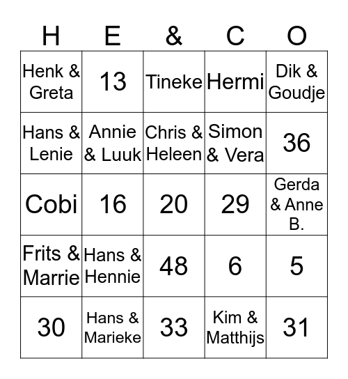 Henk en CoBingo Card