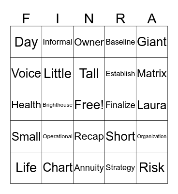 FINRA BINGO Card