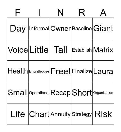 FINRA BINGO Card