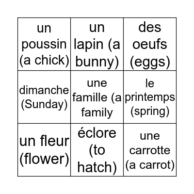 Bingo de Pâques Bingo Card