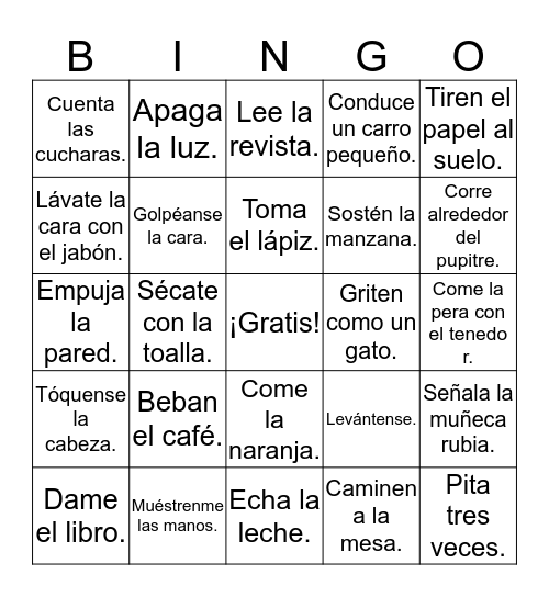 TPR Lessons 1-7 Bingo Card