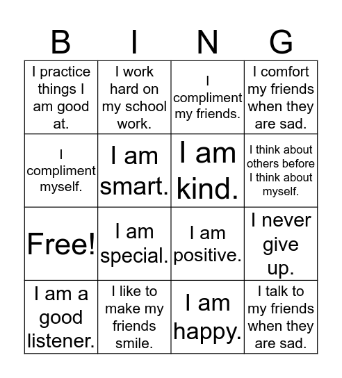 I AM AWESOME Bingo Card