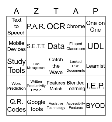 AT Tools in the General Classroom  Bingo Card