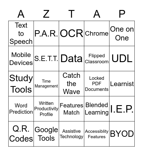 AT Tools in the General Classroom  Bingo Card