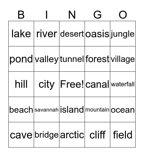 Landscape  Bingo Card