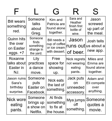 FLGRS Family Drinking Bingo Card