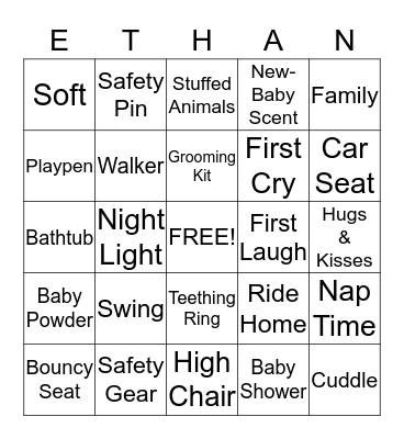 Baby Shower Bingo Card