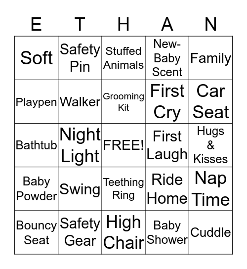 Baby Shower Bingo Card