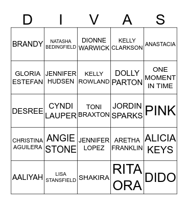 WOMAN DIVAS Bingo Card