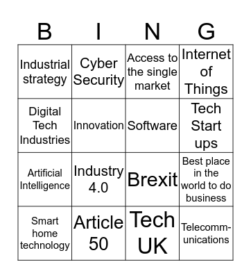 Tech Bingo Card