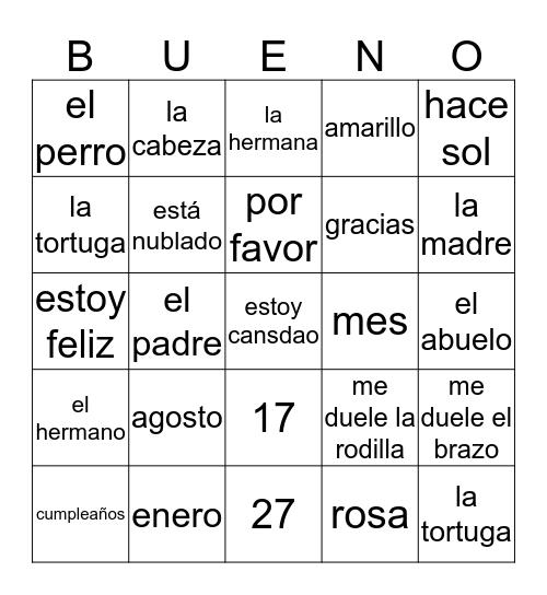 1st repaso abril Bingo Card