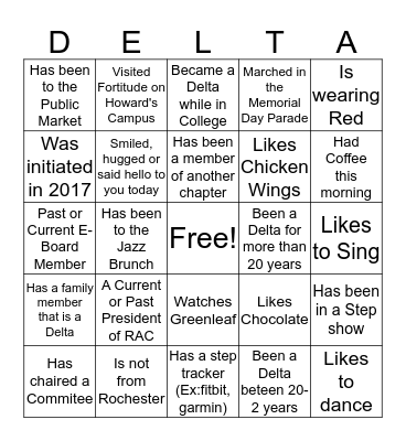 RAC Retreat Bingo Card