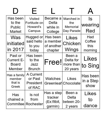 RAC Retreat Bingo Card