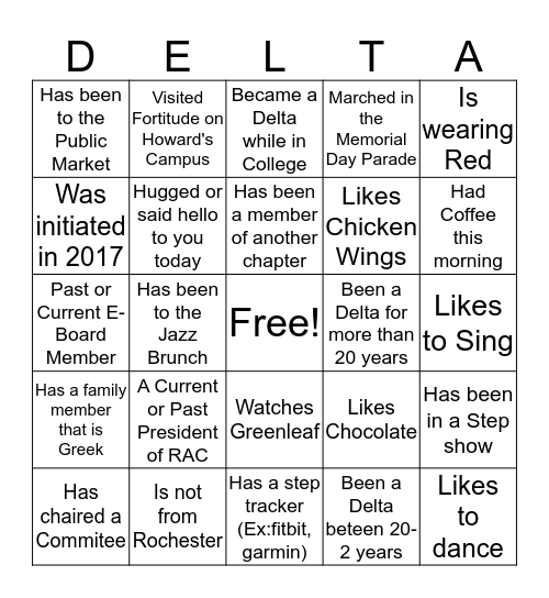 RAC Retreat Bingo Card